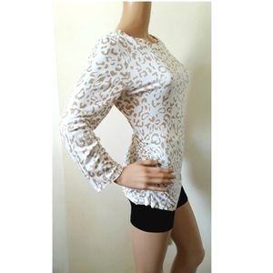 Covington Missy cream cheeta print ruched long sleeve top